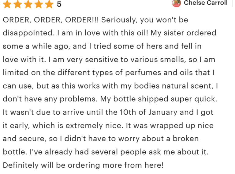 Testimonials pheromone oil dropper